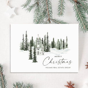 Cartes Pour Fêtes Annuelles Élégant classique Noël Forêt d'hiver Entreprise