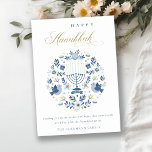 Cartes Pour Fêtes Annuelles Elégant Classy Navy Blue Happy Hanoukka Floral<br><div class="desc">Si vous avez besoin d'une personnalisation supplémentaire,  n'hésitez pas à m'envoyer un message sur yellowfebstudio@gmail.com .</div>