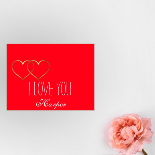 Cartes Pour Fêtes Annuelles Elégant coeur or je t'aime rouge (Créateur téléchargé)