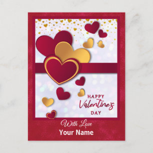Cartes Pour Fêtes Annuelles Elégant Coeurs Rouge et Or Valentine's Day Design