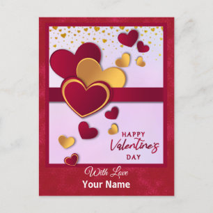 Cartes Pour Fêtes Annuelles Elégant Coeurs Rouge et Or Valentine's Day Design