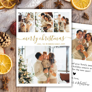 Cartes Pour Fêtes Annuelles Élégant Collage de 4 Photos de Noël Calligraphie e