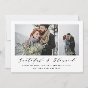 Cartes Pour Fêtes Annuelles élégant collage de photos minimal de Noël en écrit