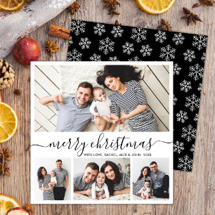 Cartes Pour Fêtes Annuelles Élégant collage noir blanc flocons de neige Noël
