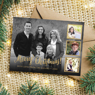 Cartes Pour Fêtes Annuelles Elégant Collage Photo Personnalisé Or Joyeux Noël