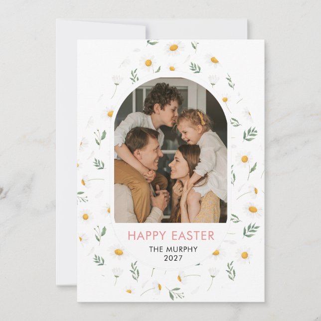 Cartes Pour Fêtes Annuelles Elegant Colorful Oval Floral Easter Family Photo (Devant)