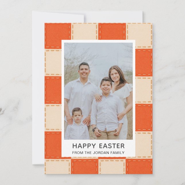 Cartes Pour Fêtes Annuelles Elegant Coral & Cream Pattern Happy Easter Photo (Devant)