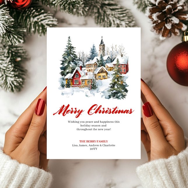 Cartes Pour Fêtes Annuelles Elegant Cozy Winter Scene Greeting Card (Elegant Cozy Winter Scene Greeting Card)