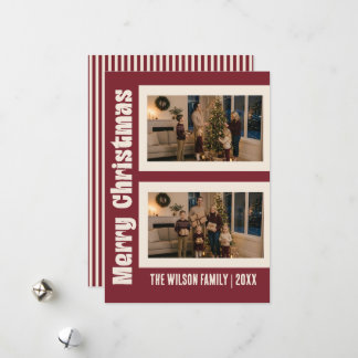 Cartes Pour Fêtes Annuelles Élégant Crème et Bordeaux Noël Personnalisé avec D