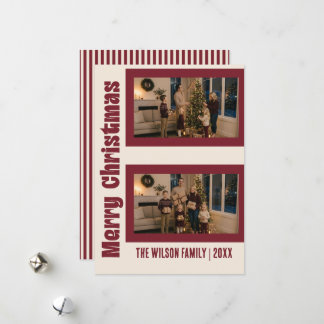 Cartes Pour Fêtes Annuelles Élégant Crème et Bordeaux Noël Personnalisé avec D