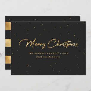 Cartes Pour Fêtes Annuelles Elegant Custom Black and Gold Foil Christmas Cards