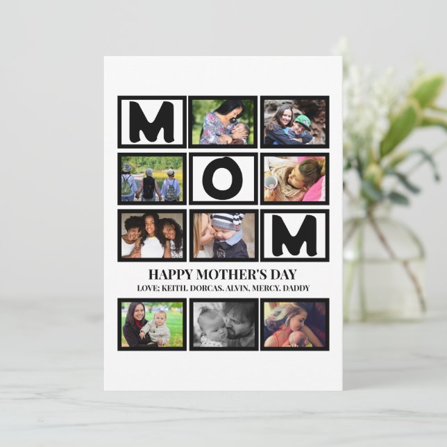 Cartes Pour Fêtes Annuelles Elégant Custom Happy Mothers Day 9 Photo Collage (Debout devant)