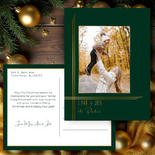 Cartes Pour Fêtes Annuelles Élégant Design Vert / Or Moderne Déco Style Photo