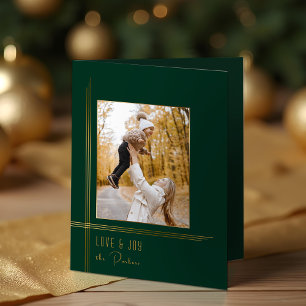 Cartes Pour Fêtes Annuelles Élégant Design Vert / Or Moderne Déco Style Photo