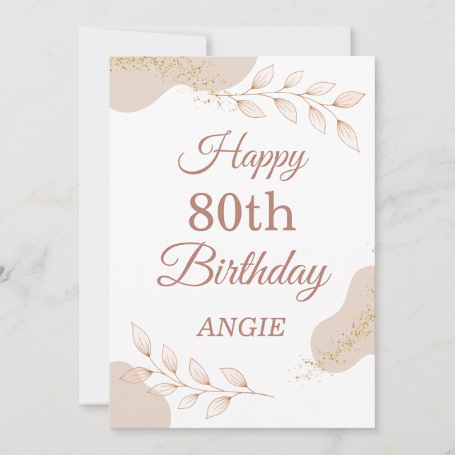 Cartes Pour Fêtes Annuelles Elegant Dusty Rose Gold 80th Birthday Card (Devant)