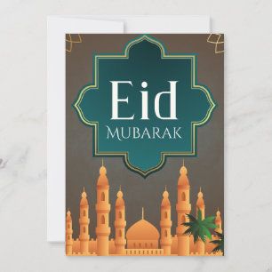 Cartes Pour Fêtes Annuelles Élégant Eid Moubarak Mosquée Skyline Art