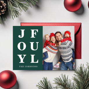 Cartes Pour Fêtes Annuelles Élégant Emerald Green Joyful Photo Noël