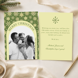 Cartes Pour Fêtes Annuelles Élégant et Cosy Photo de Noël au Vert Sauge et Flo