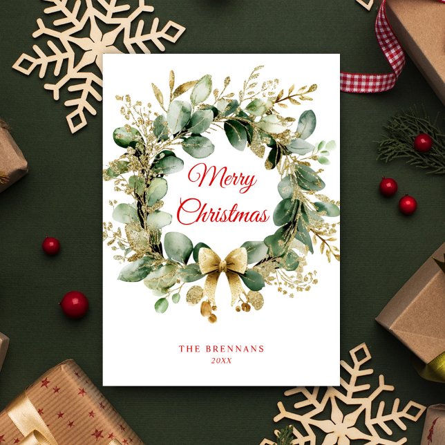 Cartes Pour Fêtes Annuelles Elégant Eucalyptus verdure de Noël (Christmas Greenery Eucalyptus Elegant Holiday Card)