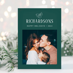 Cartes Pour Fêtes Annuelles Elegant Family Photo and Name Happy Holidays