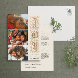 Cartes Pour Fêtes Annuelles Élégant Faux Foil Multi-Photo "Joy to the World"