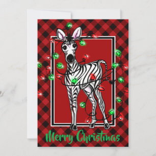 Cartes Pour Fêtes Annuelles Elégant feu de scintillement festif de Noël Zebra