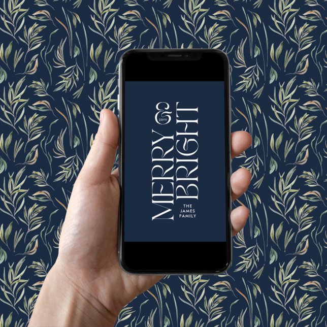 Cartes Pour Fêtes Annuelles Élégant feuillage marine moderne typographie minim (Créateur téléchargé)