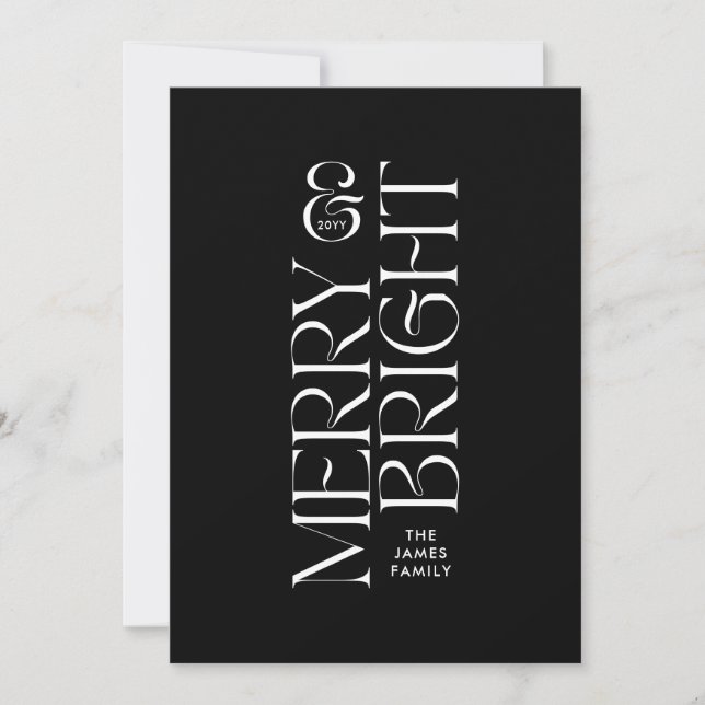 Cartes Pour Fêtes Annuelles Élégant feuillage noir moderne typographie minimal (Devant)