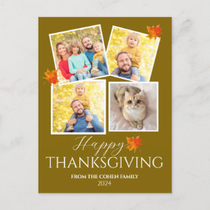 Cartes Pour Fêtes Annuelles Élégant Feuille Automne remerciement photo de fami