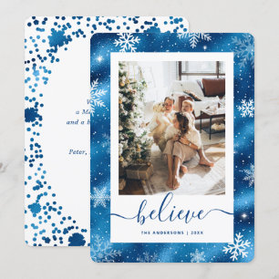 Cartes Pour Fêtes Annuelles Élégant Fléau de neige photo bleu