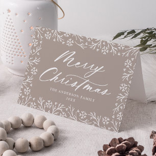 Cartes Pour Fêtes Annuelles Élégant Flocon de neige Taupe Joyeux Noël non phot