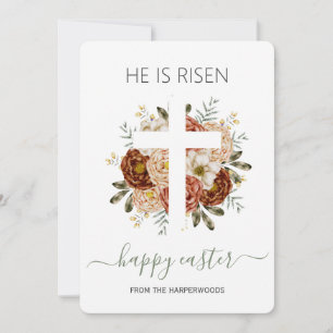 Cartes Pour Fêtes Annuelles Elégant Floral Happy Croix de Pâques Christian