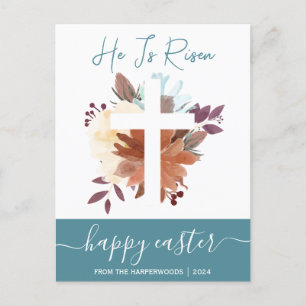 Cartes Pour Fêtes Annuelles Elégant Floral Happy Croix de Pâques Christian