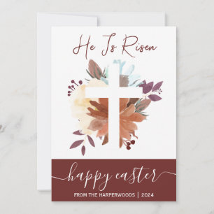 Cartes Pour Fêtes Annuelles Elégant Floral Happy Croix de Pâques Christian