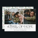 Cartes Pour Fêtes Annuelles Elégant Frissement de l'espoir Deux photos Noir No<br><div class="desc">Cette belle fête deux cartes photos a une phrase de la chanson, "Oh Holy Night" - "Un frisson d'espoir ; le monde fatigué se réjouit." Quel grand rappel que Christ est notre espérance, et nous pouvons nous réjouir en célébrant Sa naissance. Le dos contient un motif d'aquarelle de baies et...</div>