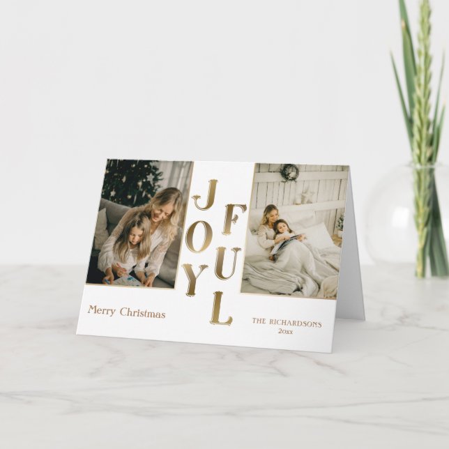 Cartes Pour Fêtes Annuelles Elégant Glam Gold Joyful Typographie & Photo (Devant)