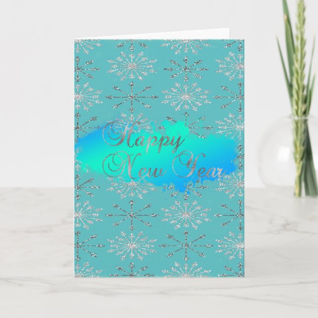 Cartes Pour Fêtes Annuelles Élégant, Glitterie Silver Snowflakes (Devant)