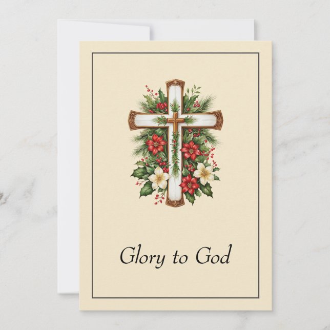 Cartes Pour Fêtes Annuelles Élégant Gloire Religieuse À Dieu Noël chrétien (Devant)