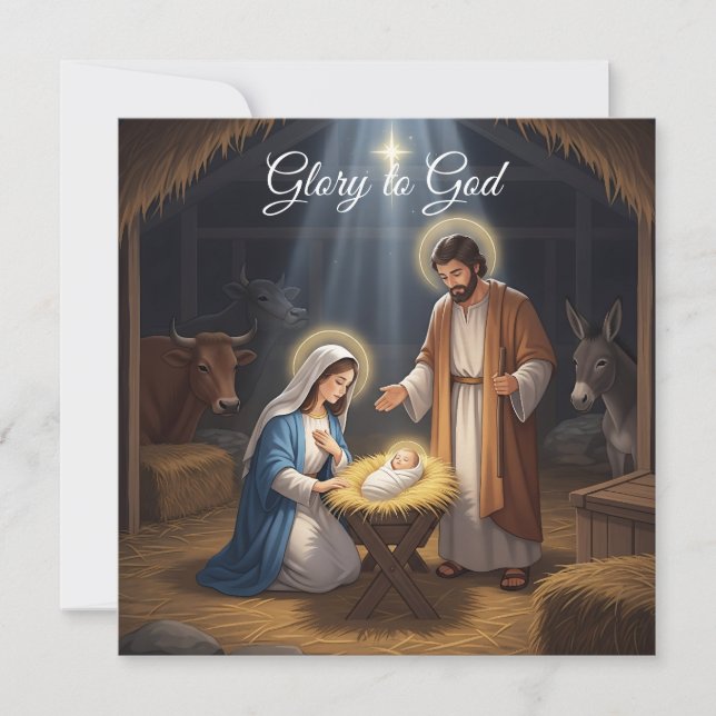 Cartes Pour Fêtes Annuelles Élégant Gloire Religieuse À Dieu Noël chrétien (Devant)
