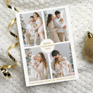 Cartes Pour Fêtes Annuelles Elegant Gold 4 Photo Joyeux Noël Photo