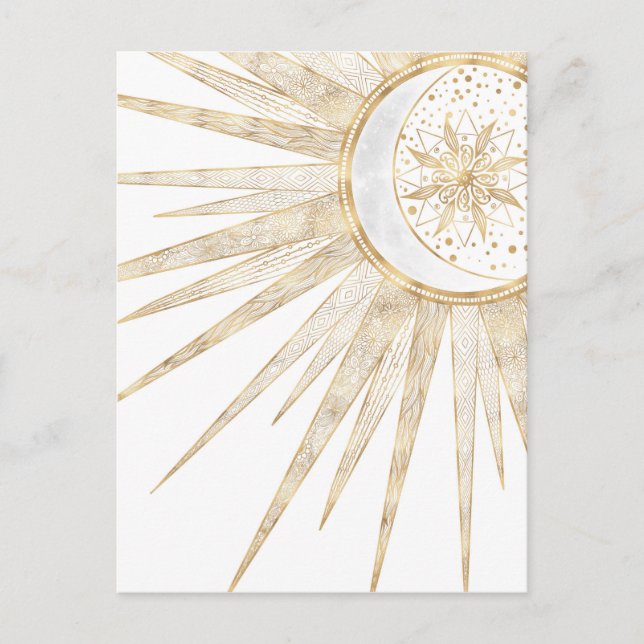 Cartes Pour Fêtes Annuelles Elegant Gold Doodles Sun Moon Mandala Design (Devant)