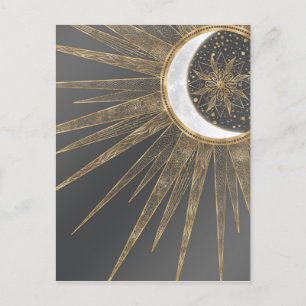 Cartes Pour Fêtes Annuelles Elegant Gold Doodles Sun Moon Mandala Design