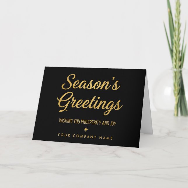 Cartes Pour Fêtes Annuelles Elegant Gold Foil Script Season’s Greetings (Devant)