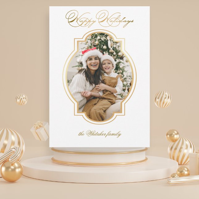 Cartes Pour Fêtes Annuelles Elégant Gold Happy Holidays Script Photo (Créateur téléchargé)
