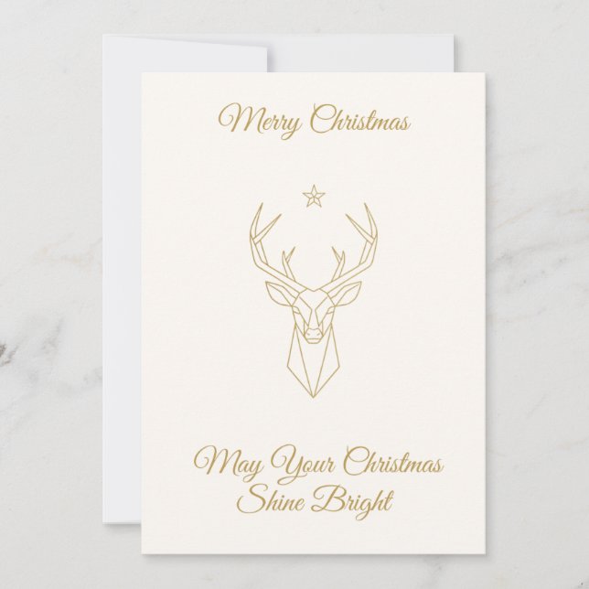 Cartes Pour Fêtes Annuelles ✨ Elegant Gold Reindeer Christmas Card | Minimalis (Devant)