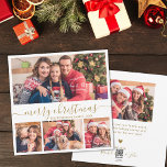 Cartes Pour Fêtes Annuelles Élégant Gold Script 4 Photo Collage Noël<br><div class="desc">Moderne minimaliste élégant blanc et or "Joyeux Noël" Script 4 Photo Collage Carte de vacances. Ce modèle de cartes de vacances festives, fantaisiste, quatre (4), présente un joli montage photo et dit "Joyeux Noël" ! Le texte de salutation "Joyeux Noël" est écrit dans une belle main lettré tourbillonnant swash-tail police...</div>