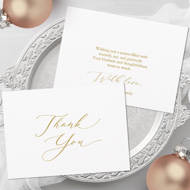 Cartes Pour Fêtes Annuelles Elegant Gold Script Thank You Card (Créateur téléchargé)