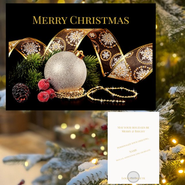 Cartes Pour Fêtes Annuelles Elégant Gold Silver Black Xmas voeux de vacances (Créateur téléchargé)