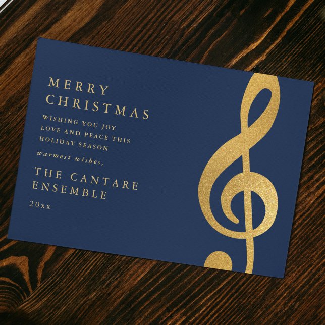 Cartes Pour Fêtes Annuelles Elegant Gold Treble Clef Merry Christmas Non Photo (Créateur téléchargé)