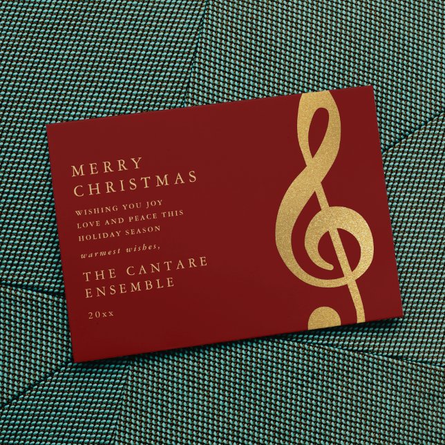 Cartes Pour Fêtes Annuelles Elegant Gold Treble Clef Music Christmas (Créateur téléchargé)